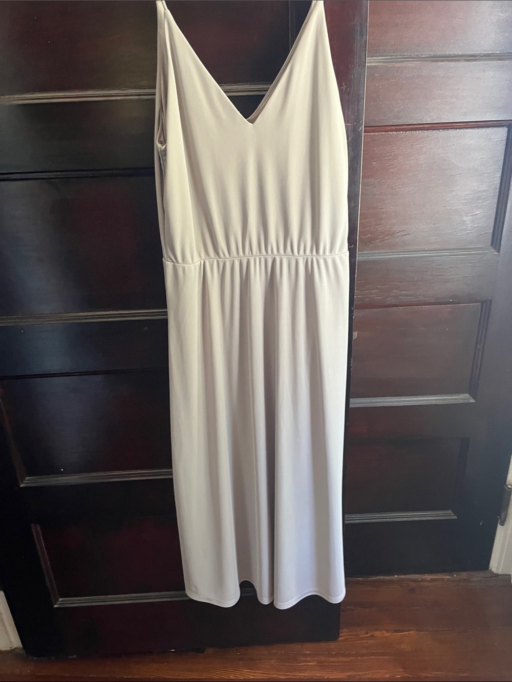 H&M Sleeveless V-Neck Midi Dress in Light Beige